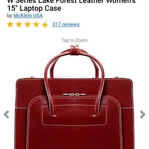 Briefcase, red leather,